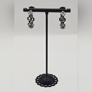 Lia Sophia Gunmetal Chain Link Hoop Earrings Modern Statement